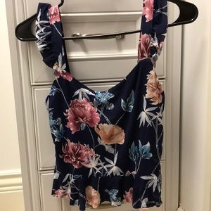Aeropostale Flower Cropped Tank Top